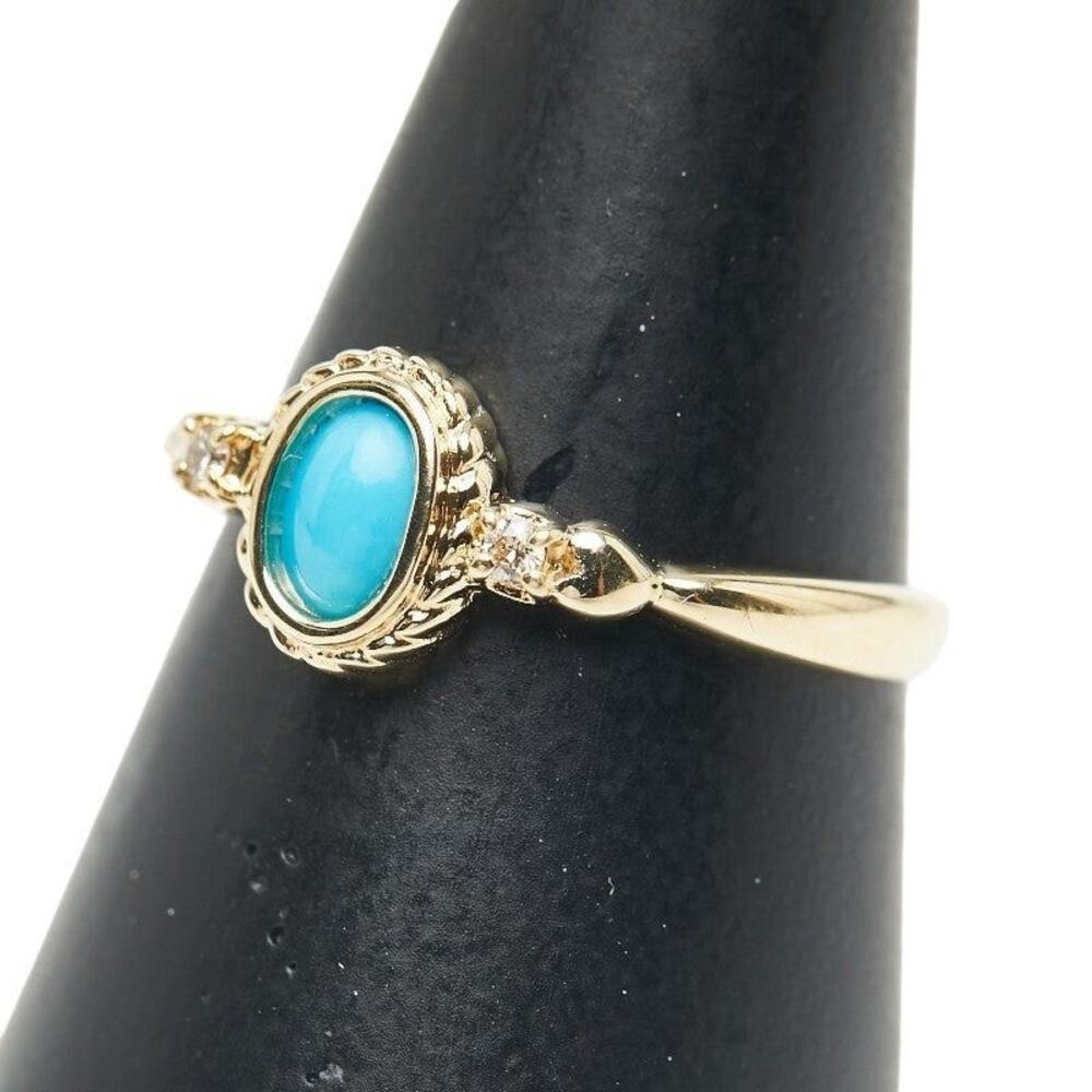 Unbranded Turquoise Diamond 18K Yellow Gold Ring Gold